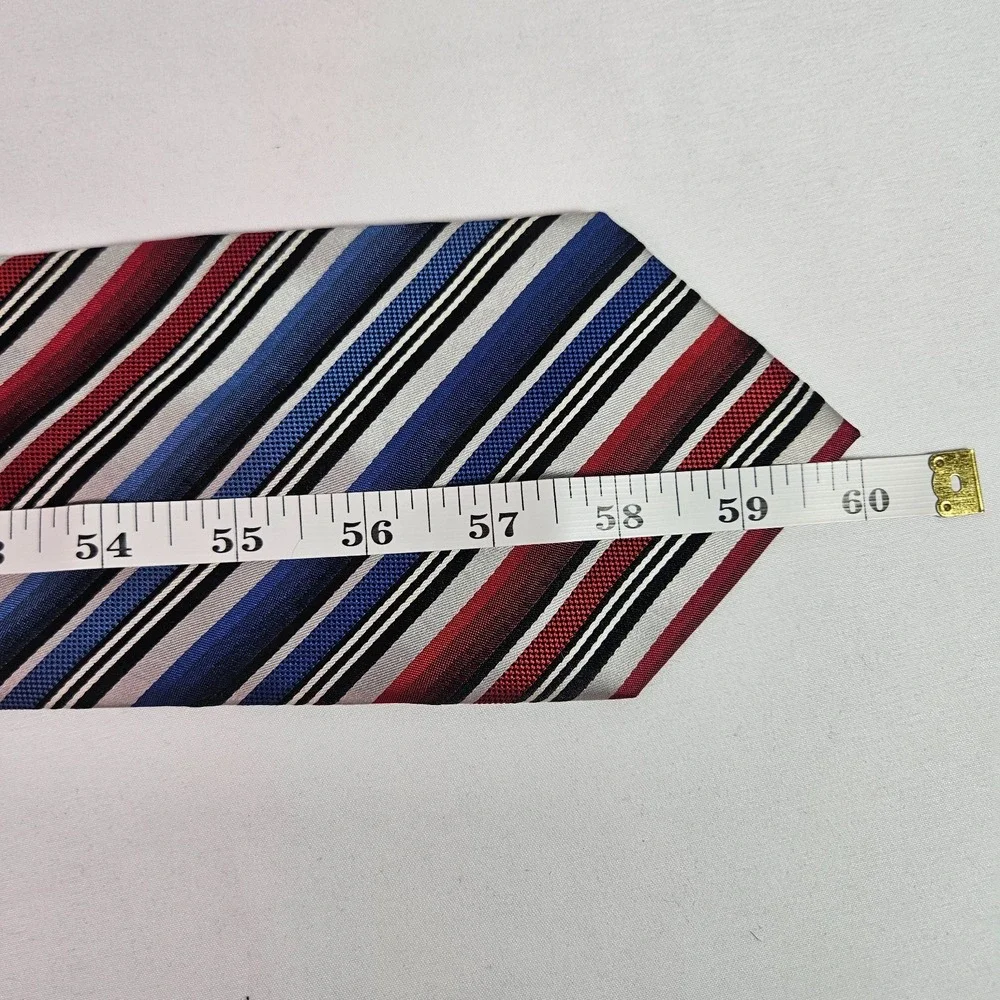 Stafford‎ 100% Silk Hand Made Men Tie Red Blue Stripes 4